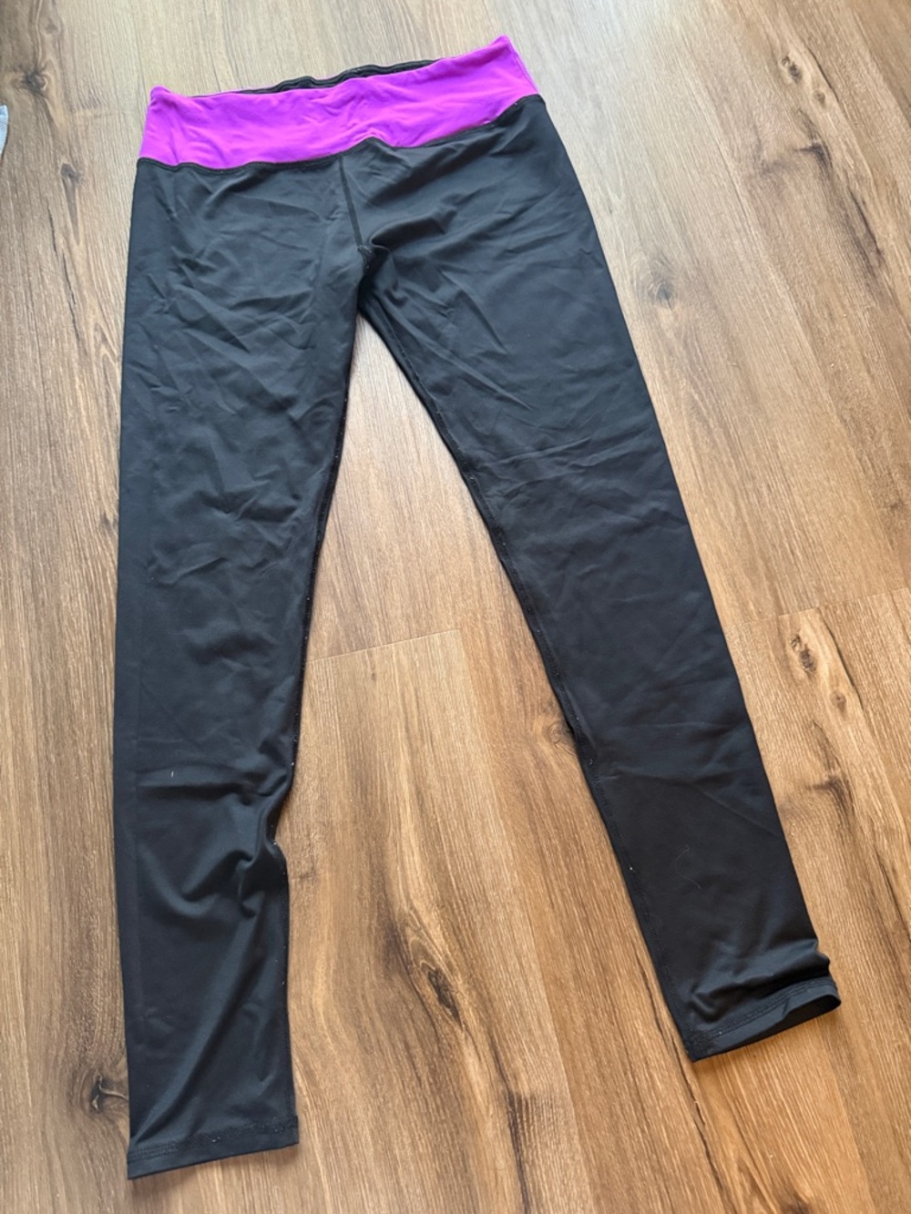 lululemon athletica Black Leggings with Bright Purple Waistband